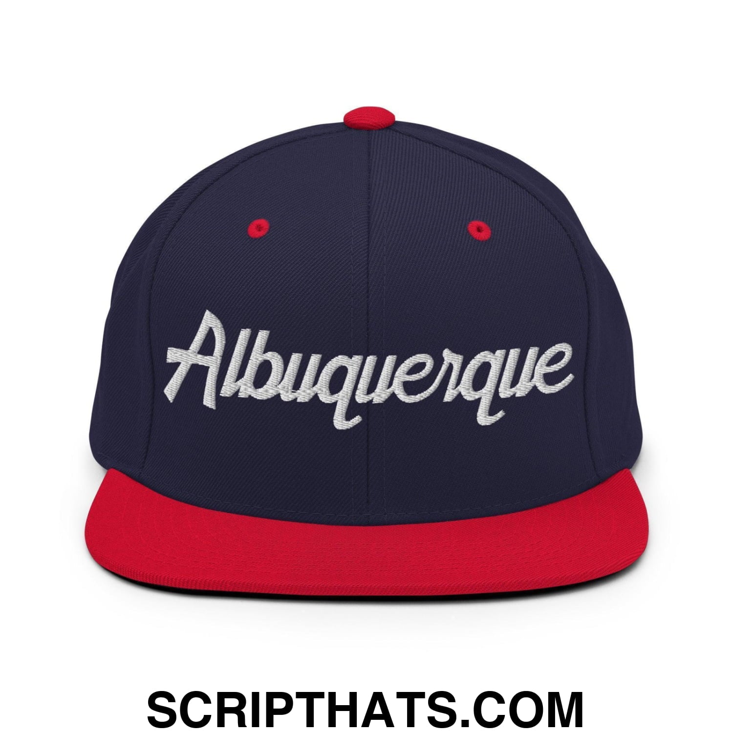 Albuquerque Script Snapback Hat Navy Red