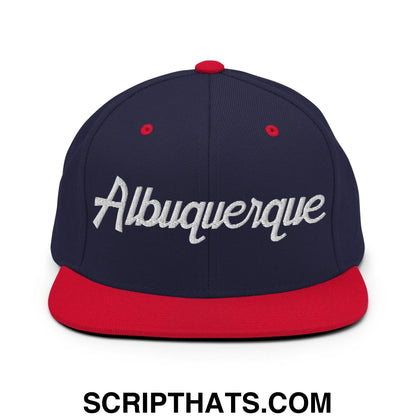 Albuquerque Script Snapback Hat Navy Red