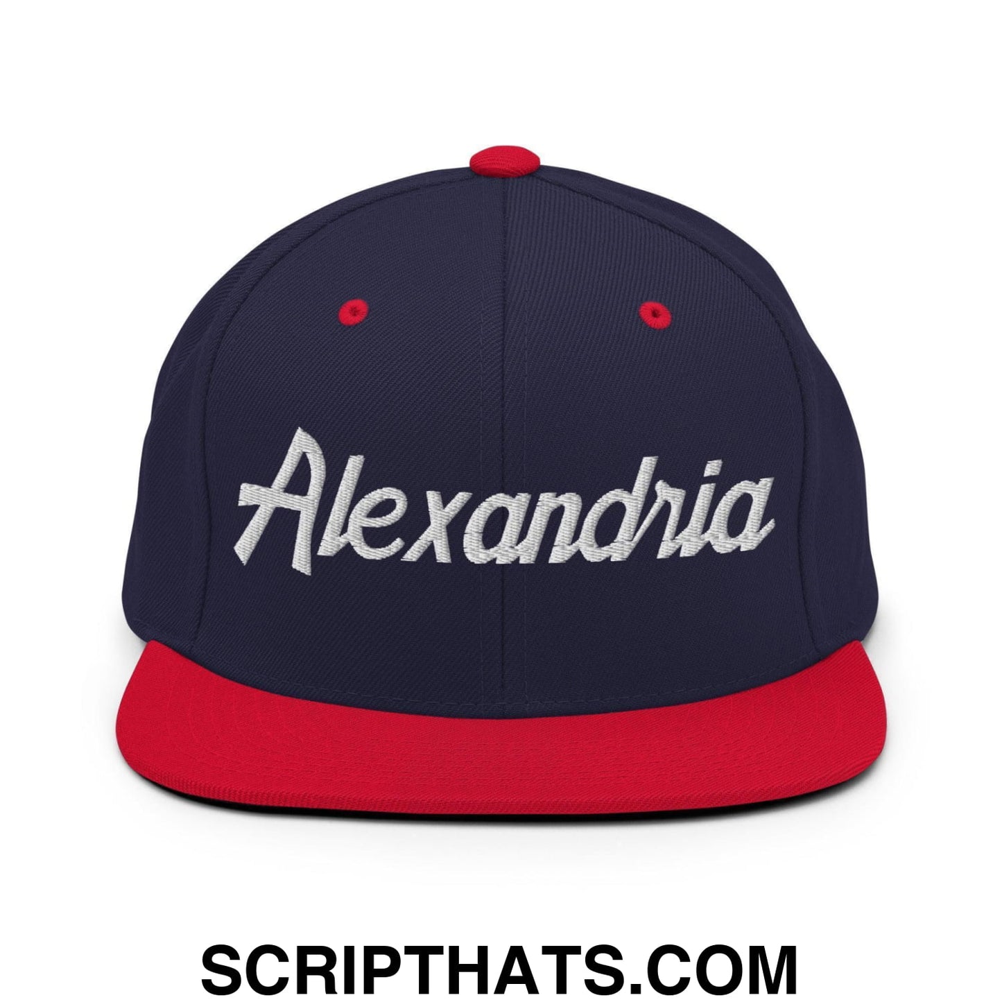 Alexandria Script Snapback Hat Navy Red