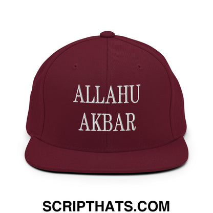 Allahu Akbar MAGA Parody Embroidered Flat Bill Brim Snapback Hat Maroon