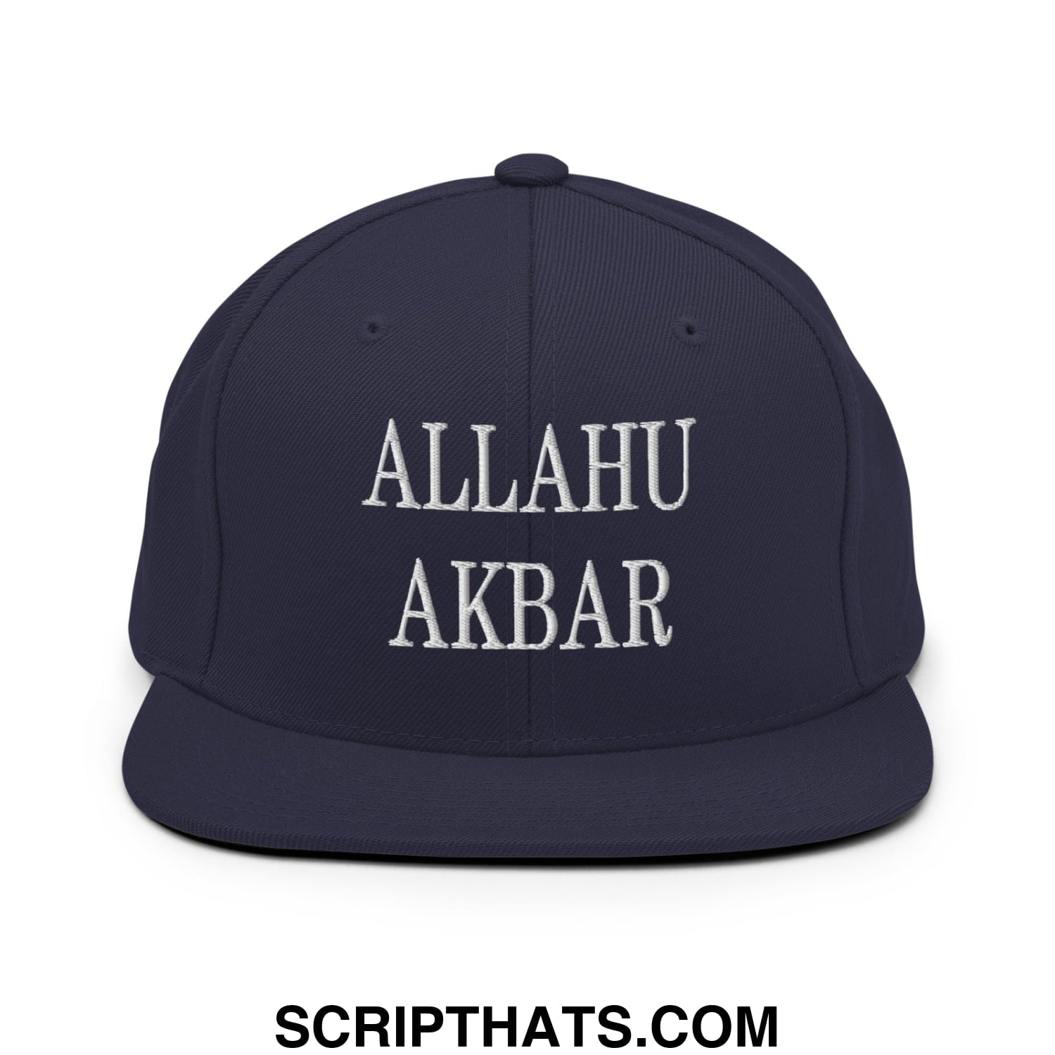 Allahu Akbar MAGA Parody Embroidered Flat Bill Brim Snapback Hat Navy