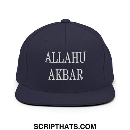 Allahu Akbar MAGA Parody Embroidered Flat Bill Brim Snapback Hat Navy