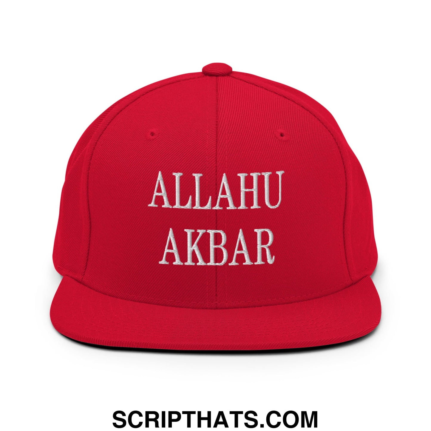 Allahu Akbar MAGA Parody Embroidered Flat Bill Brim Snapback Hat Red