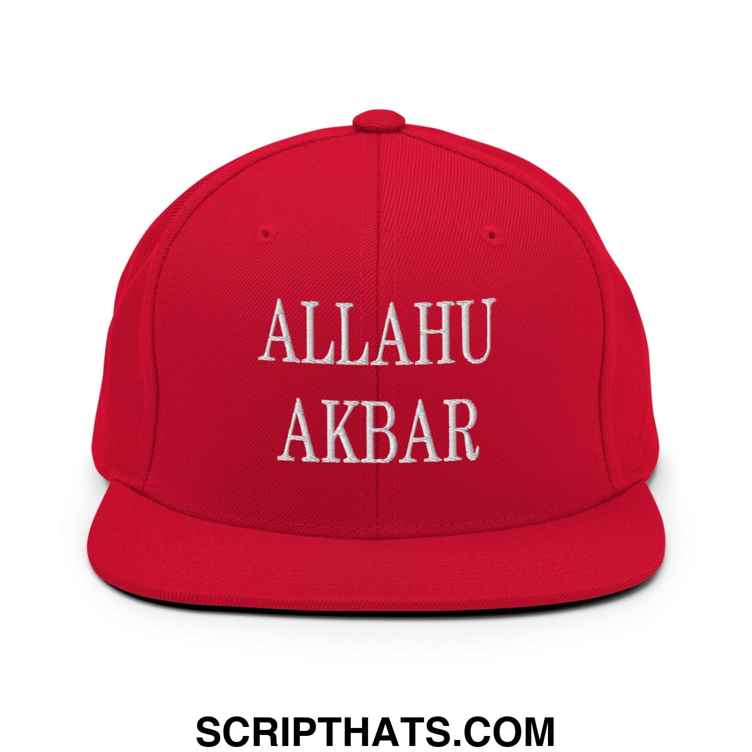 Allahu Akbar MAGA Parody Embroidered Flat Bill Brim Snapback Hat Red
