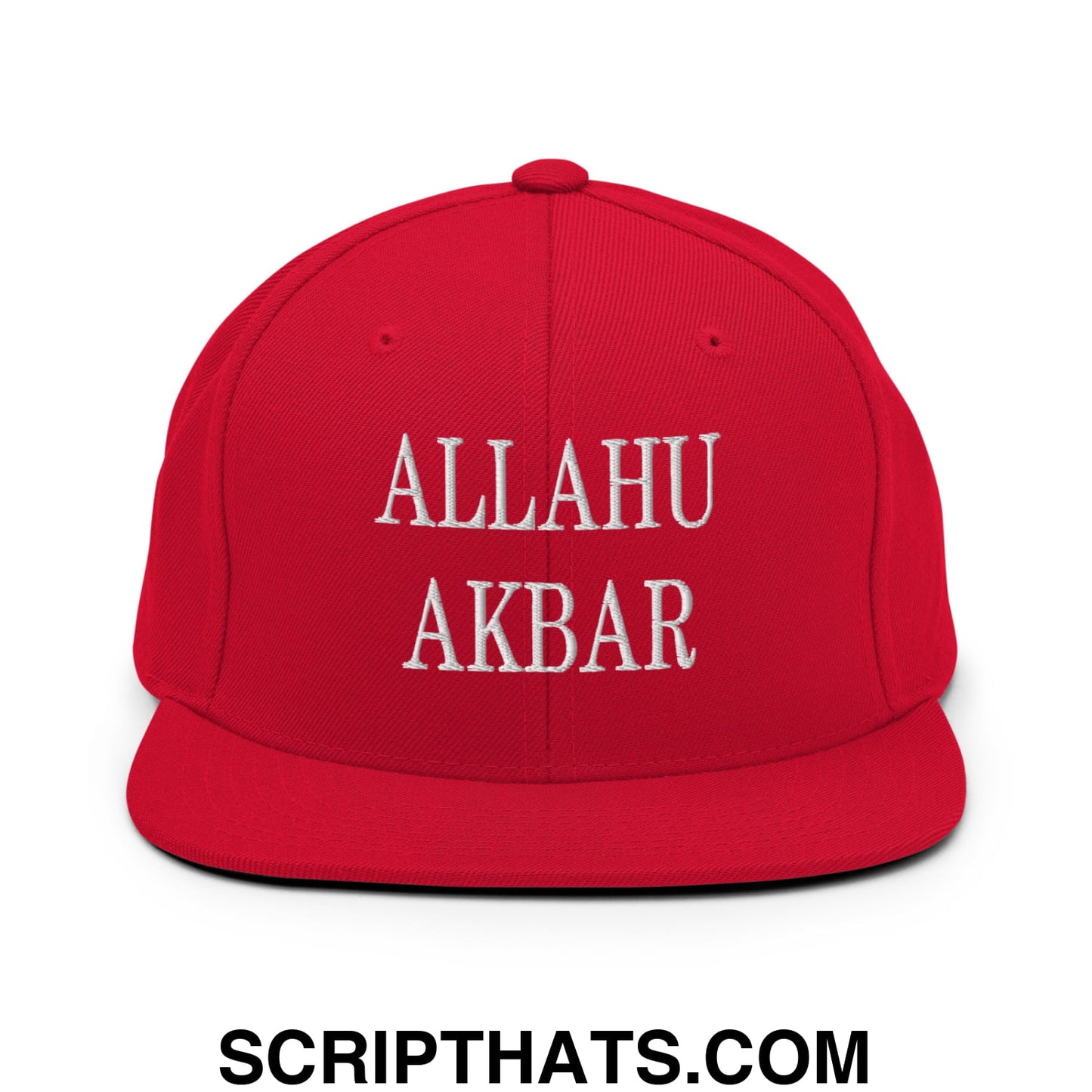 Allahu Akbar MAGA Parody Embroidered Flat Bill Brim Snapback Hat Red