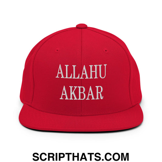 Allahu Akbar MAGA Parody Embroidered Flat Bill Brim Snapback Hat Red
