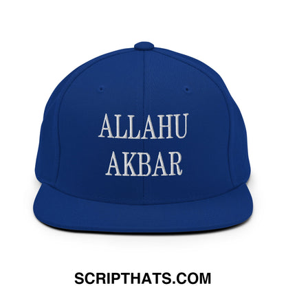 Allahu Akbar MAGA Parody Embroidered Flat Bill Brim Snapback Hat Royal Blue