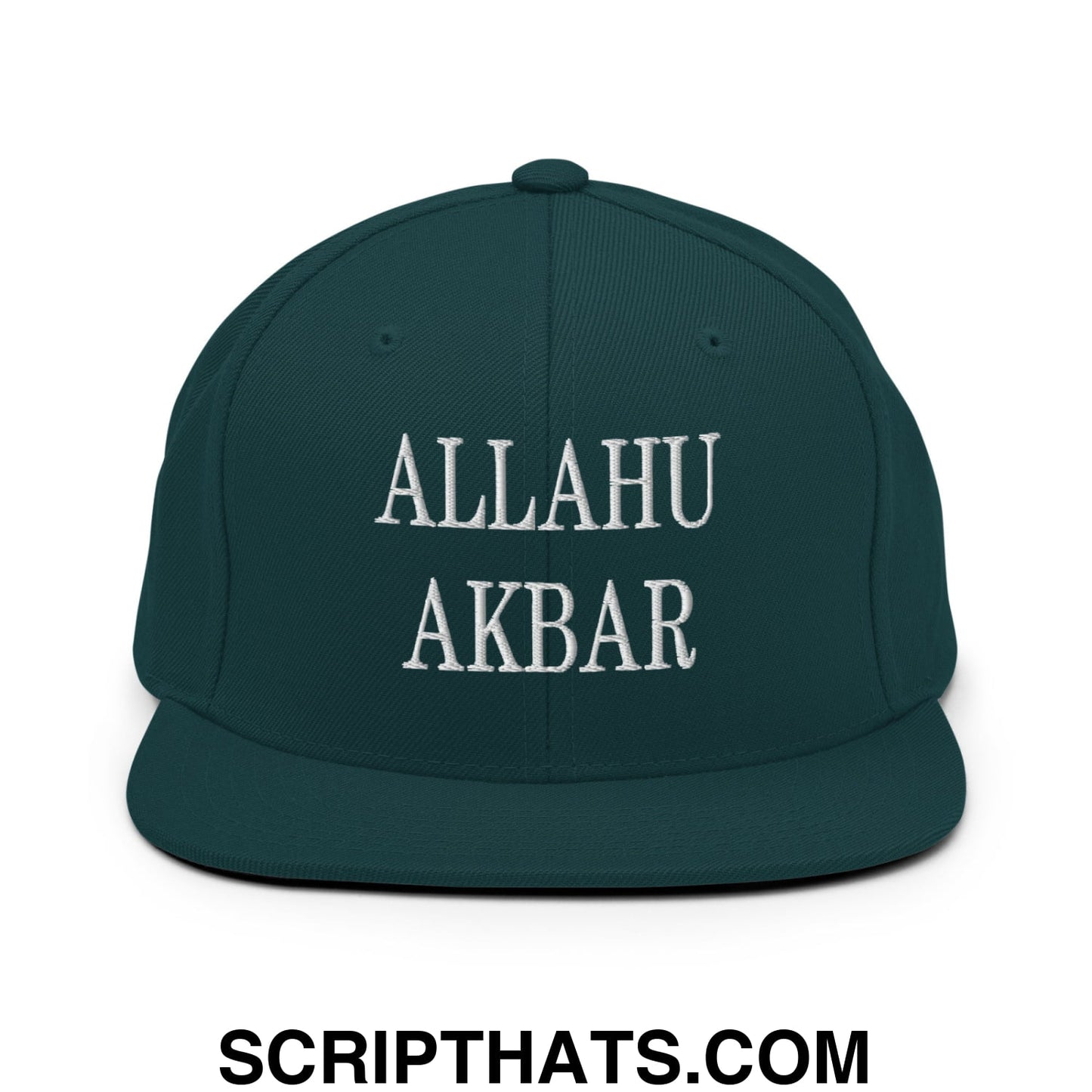 Allahu Akbar MAGA Parody Embroidered Flat Bill Brim Snapback Hat Spruce