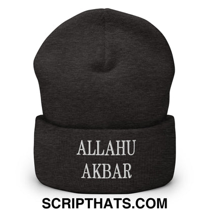 Allahu Akbar MAGA Parody Embroidered Knit Cuffed Beanie Dark Grey