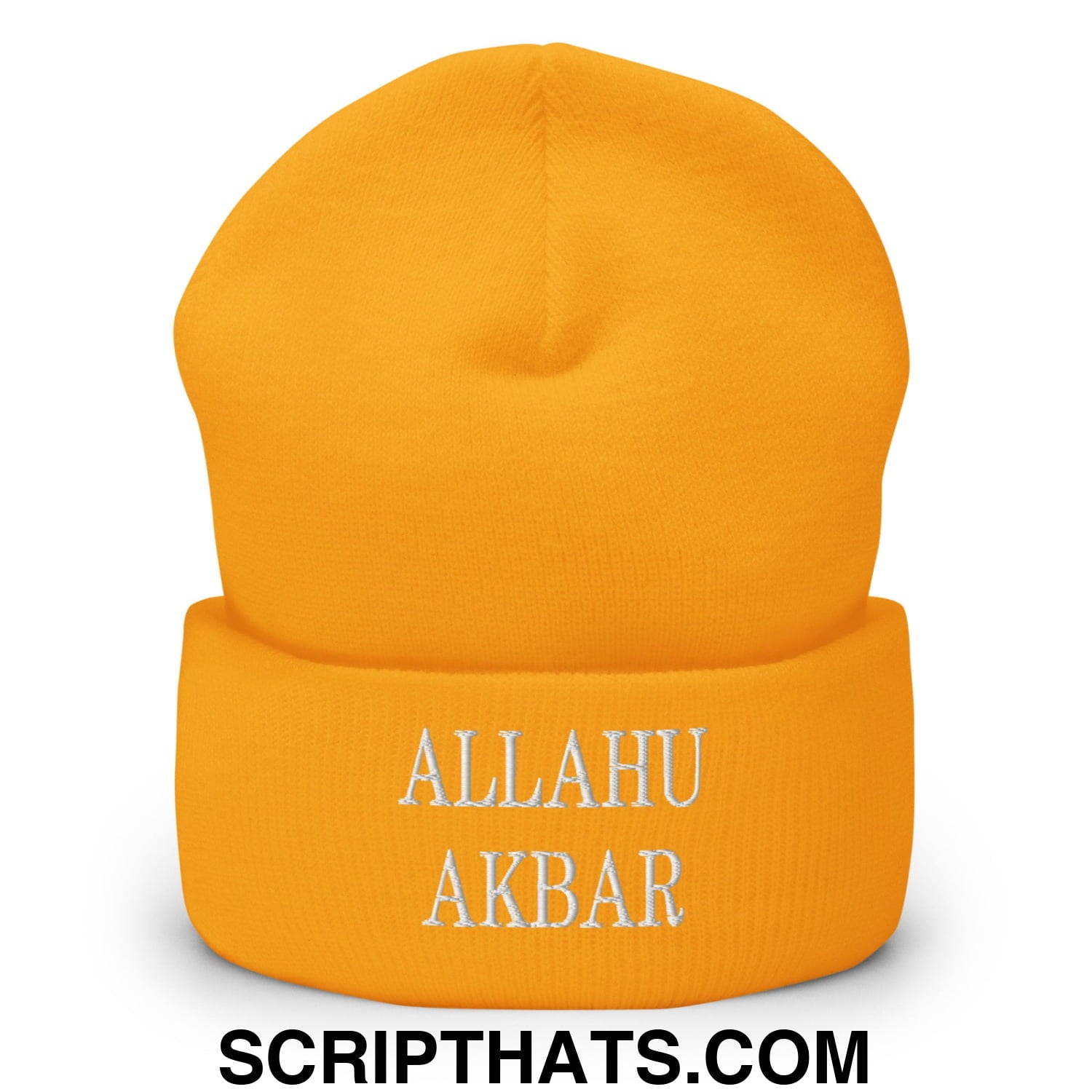 Allahu Akbar MAGA Parody Embroidered Knit Cuffed Beanie Gold