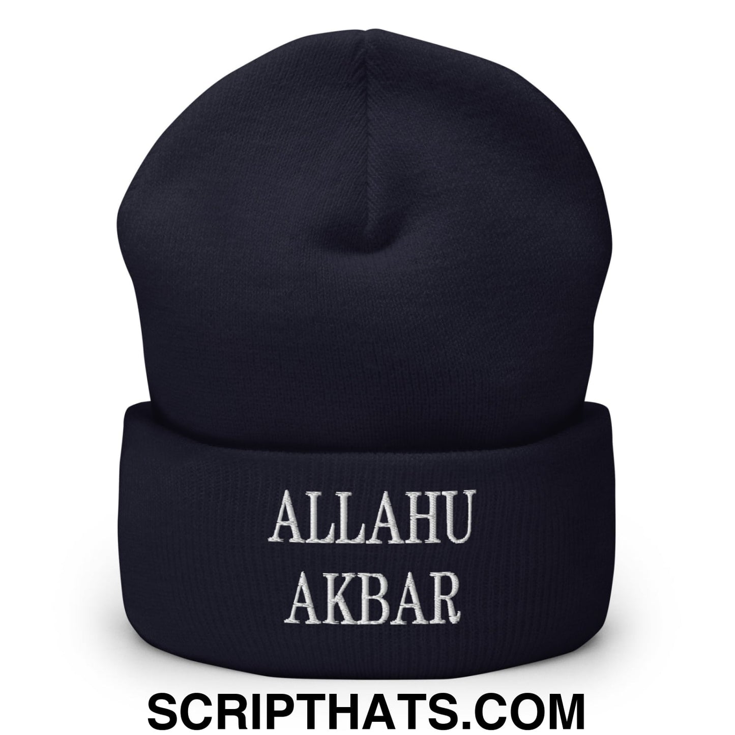 Allahu Akbar MAGA Parody Embroidered Knit Cuffed Beanie Navy
