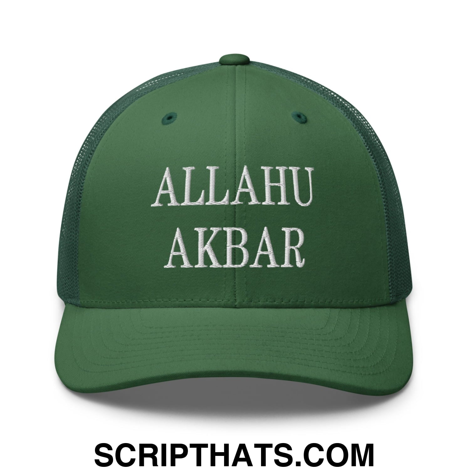 Allahu Akbar MAGA Parody Embroidered Mesh Trucker Hat Evergreen