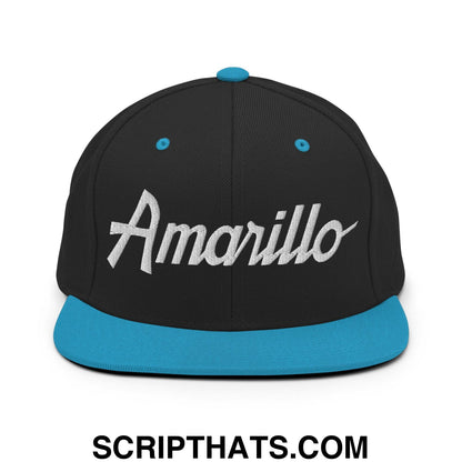 Amarillo Script Snapback Hat Black Teal