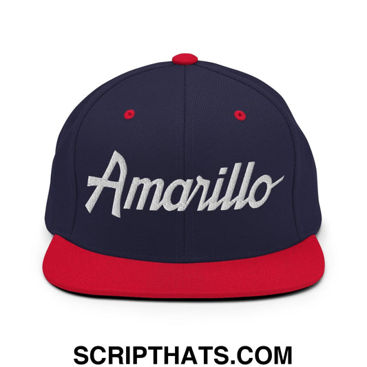 Amarillo Script Snapback Hat Navy Red