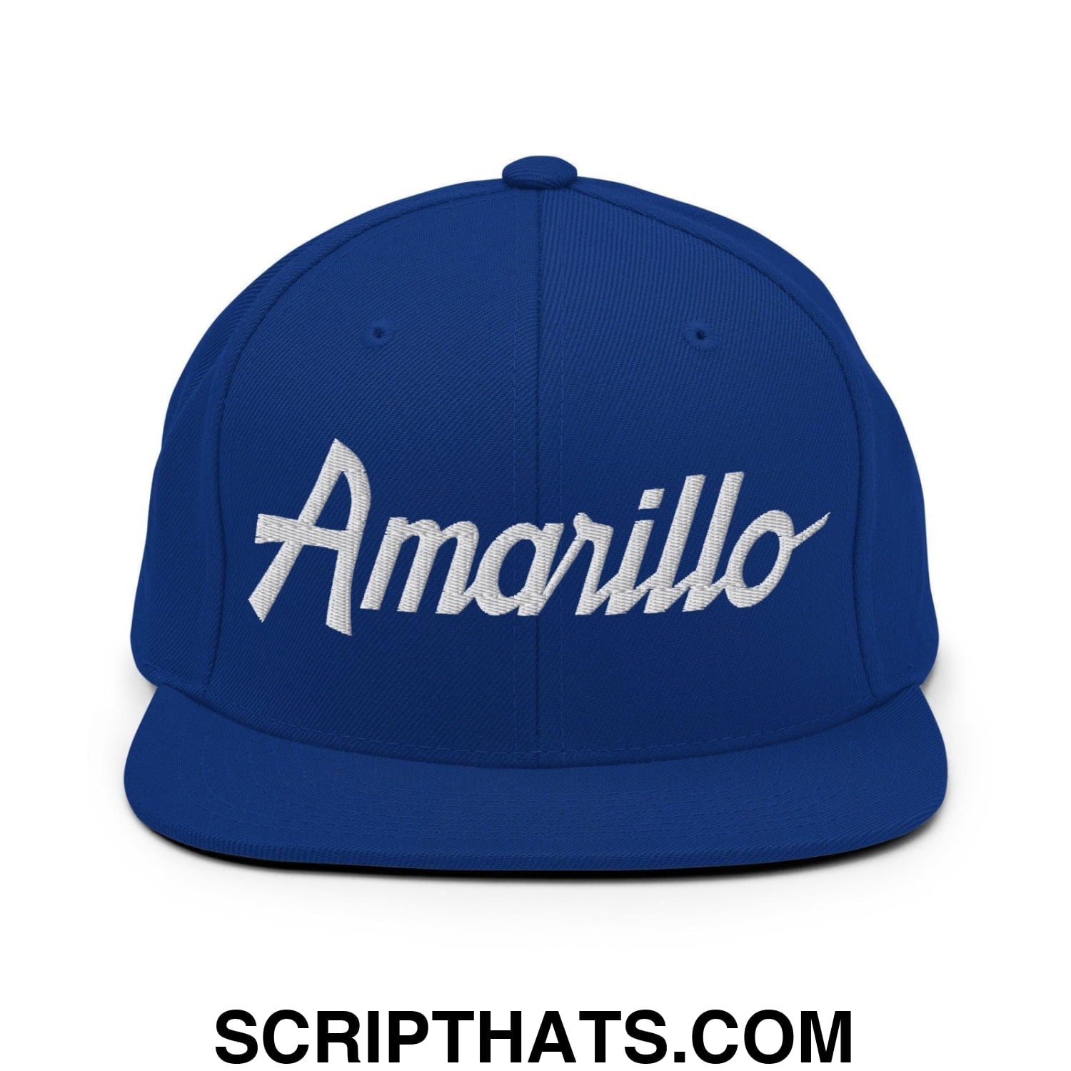Amarillo Script Snapback Hat Royal Blue