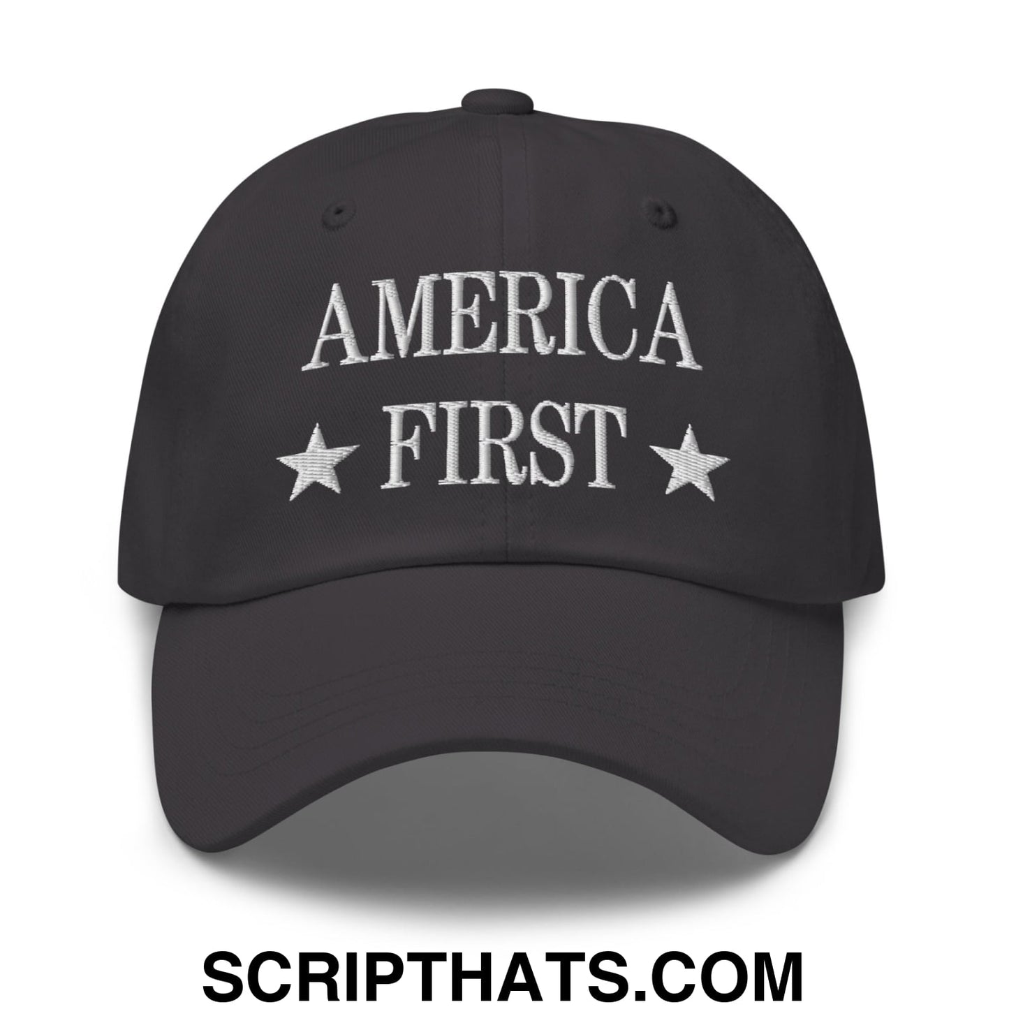 America First Embroidered Unstructured Dad Hat Dark Grey