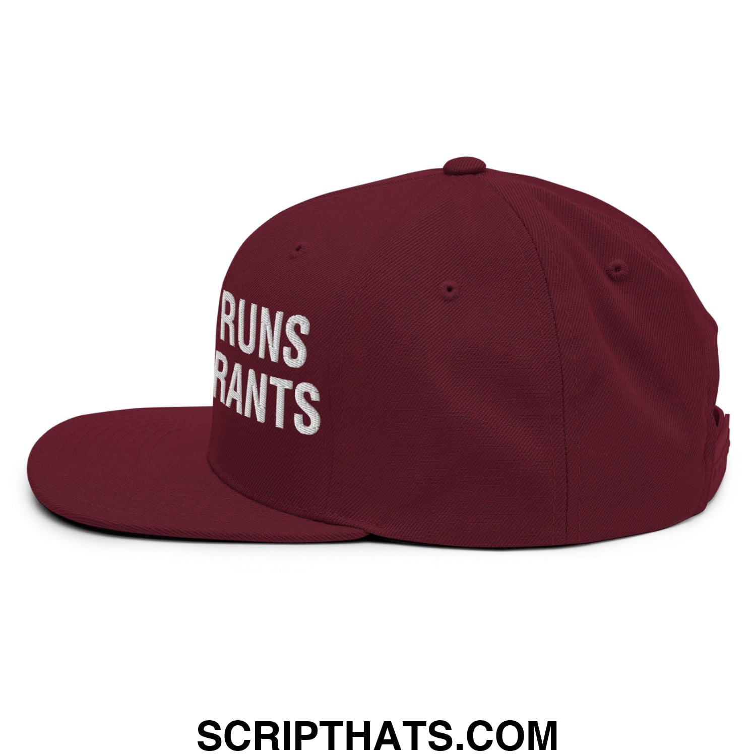 America Runs On Immigrants Embroidered Flat Bill Brim Snapback Hat Maroon