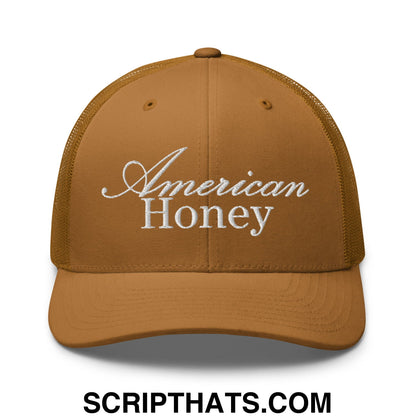 American Honey Embroidered Mesh Trucker Hat Caramel