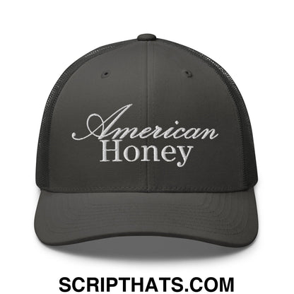 American Honey Embroidered Mesh Trucker Hat Charcoal
