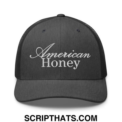 American Honey Embroidered Mesh Trucker Hat Dark Heather Gray