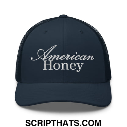 American Honey Embroidered Mesh Trucker Hat Navy