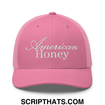 American Honey Embroidered Mesh Trucker Hat Pink