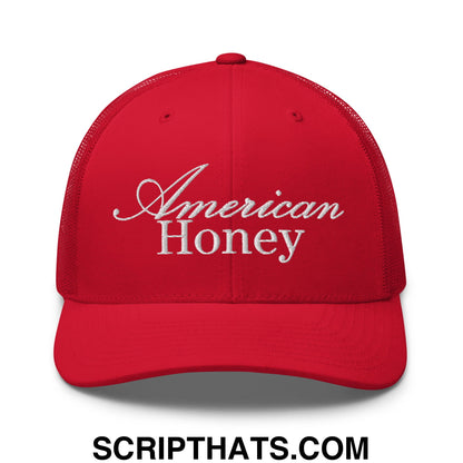 American Honey Embroidered Mesh Trucker Hat Red