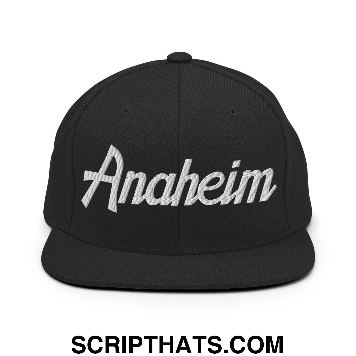 Anaheim Script Snapback Hat Black