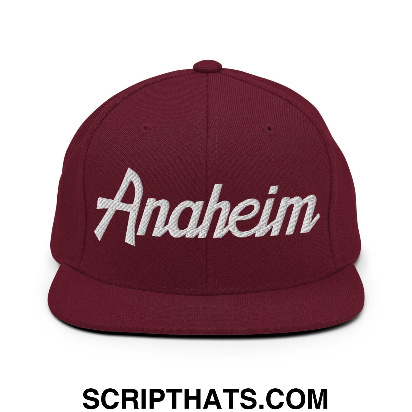 Anaheim Script Snapback Hat Maroon