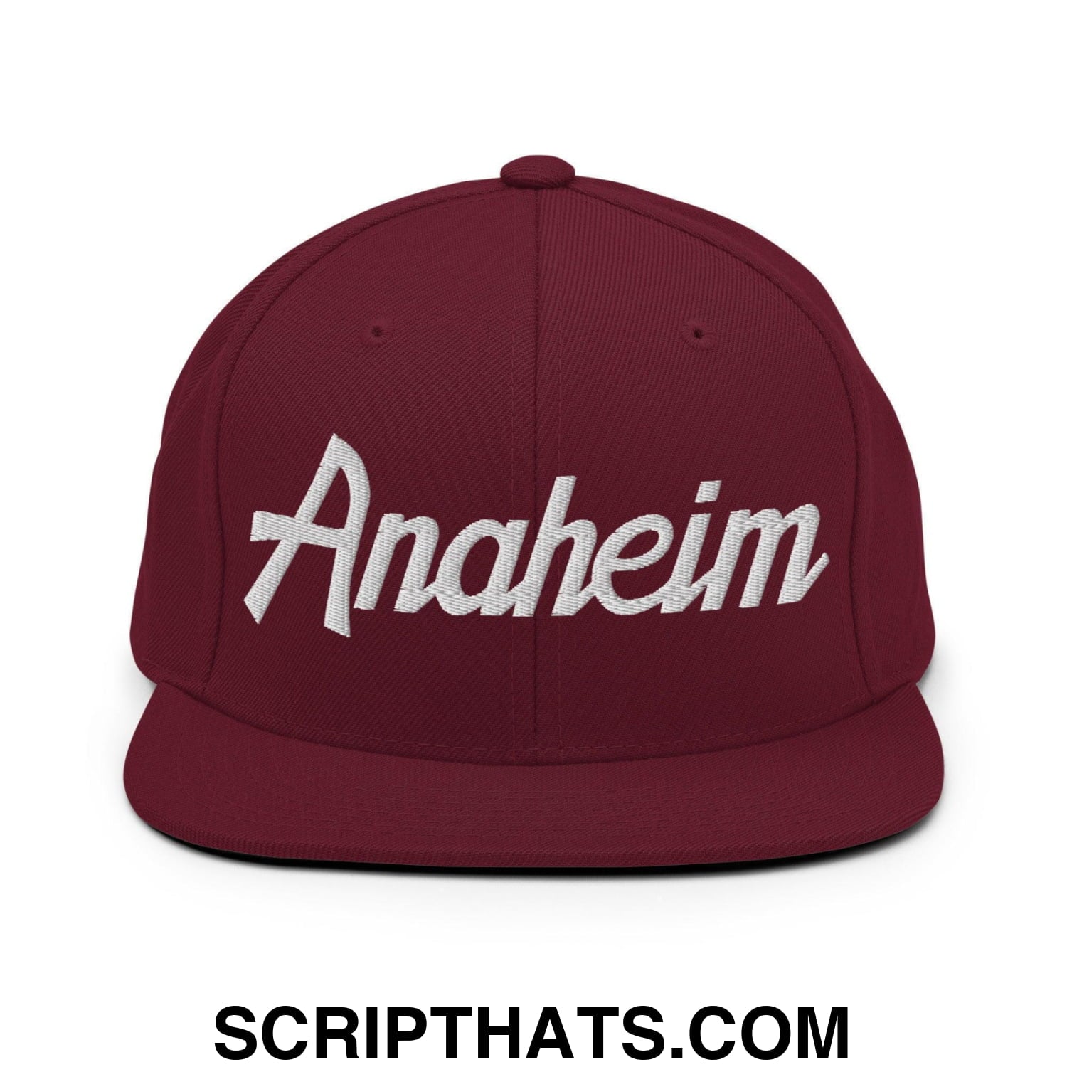 Anaheim Script Snapback Hat Maroon