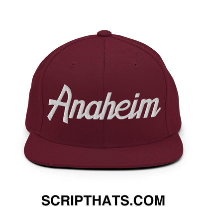 Anaheim Script Snapback Hat Maroon