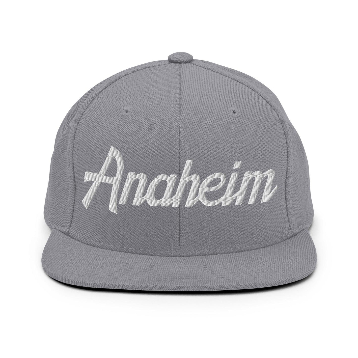 Anaheim Script Snapback Hat Silver