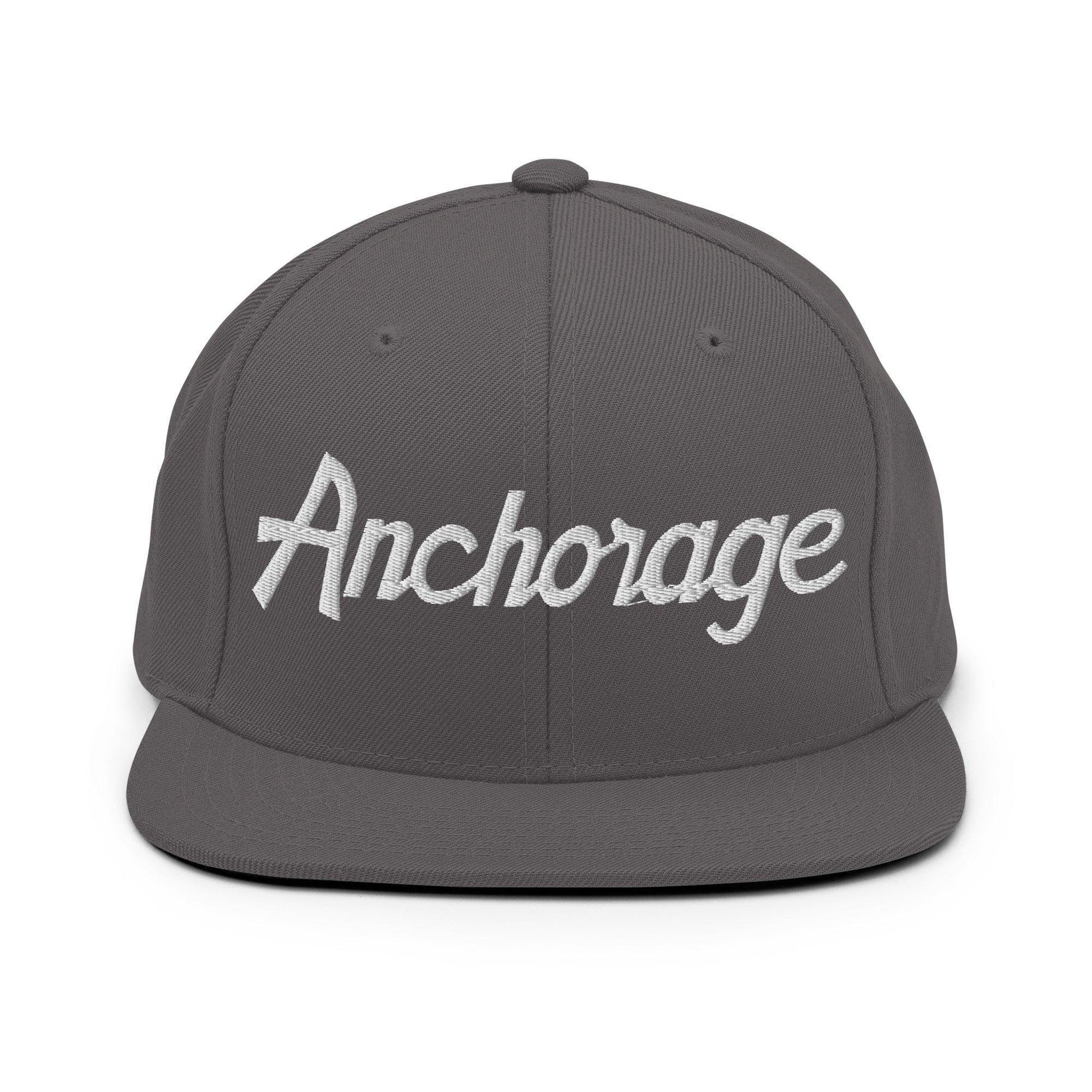 Anchorage Script Snapback Hat Dark Grey