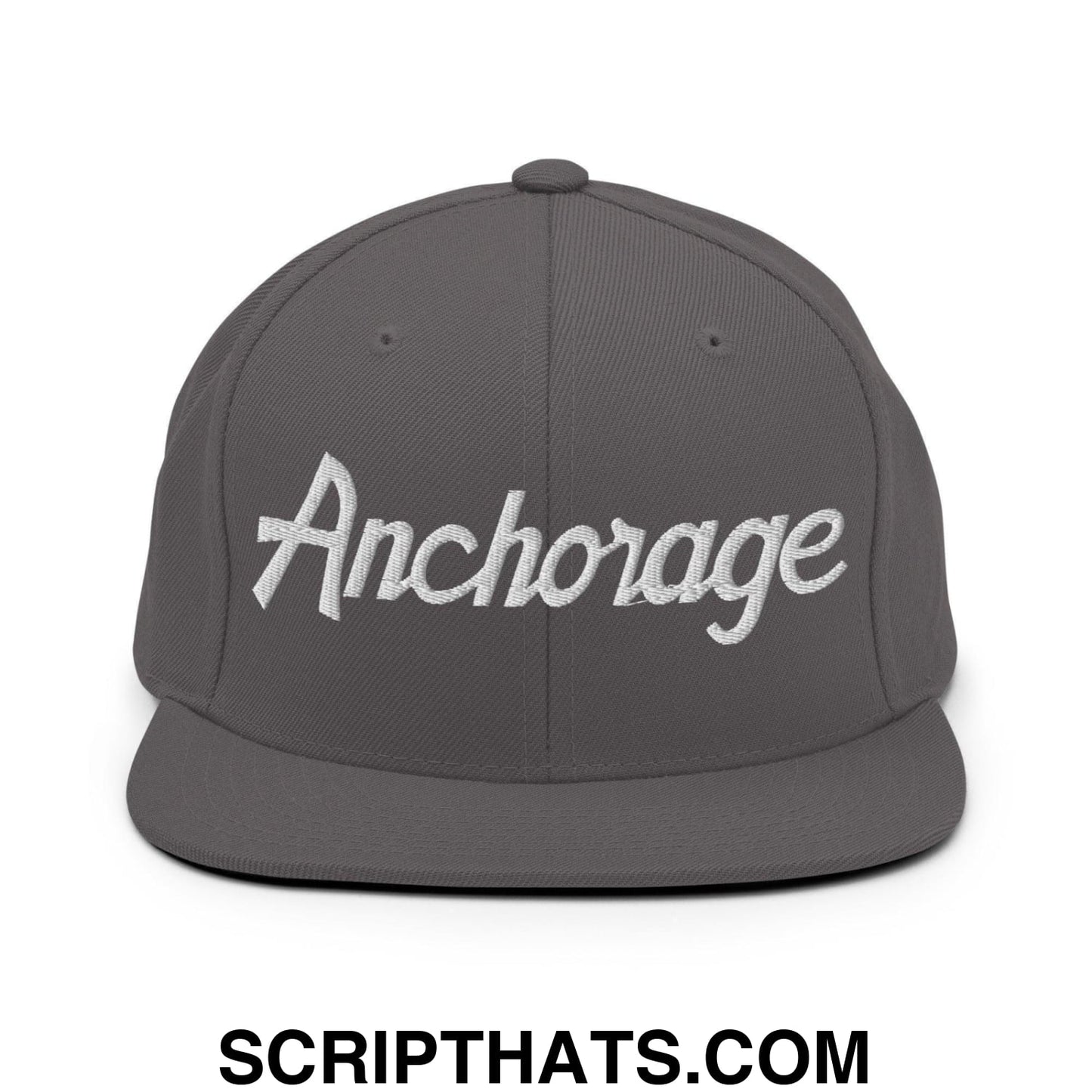 Anchorage Script Snapback Hat Dark Grey