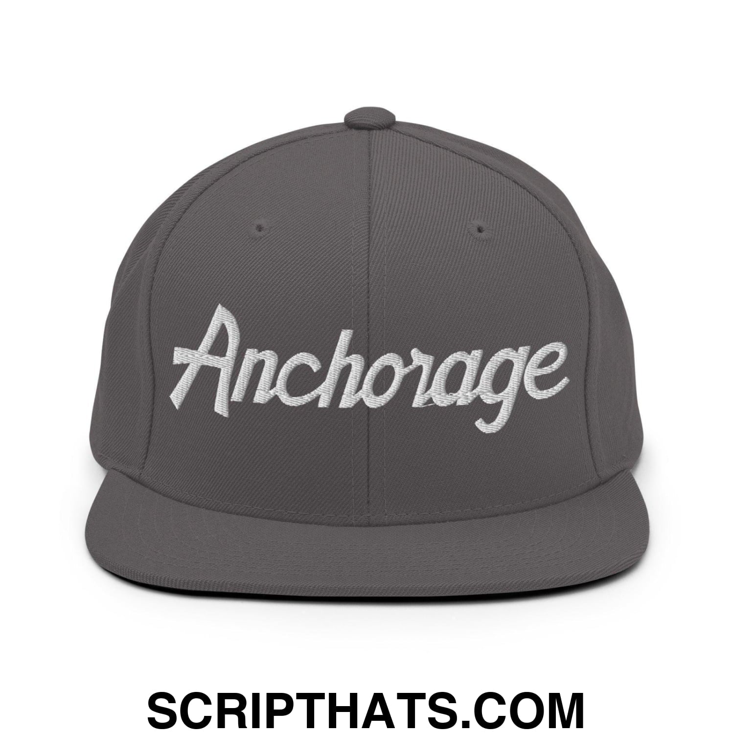 Anchorage Script Snapback Hat Dark Grey