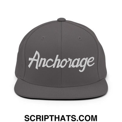 Anchorage Script Snapback Hat Dark Grey