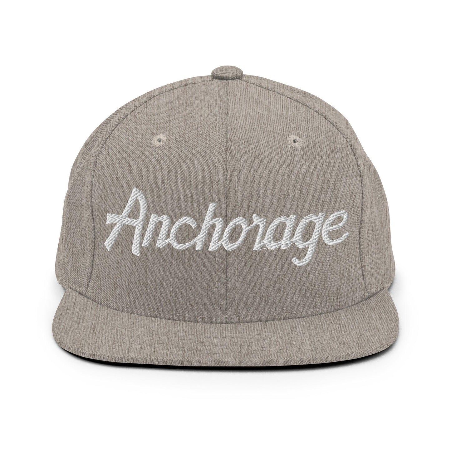 Anchorage Script Snapback Hat Heather Grey