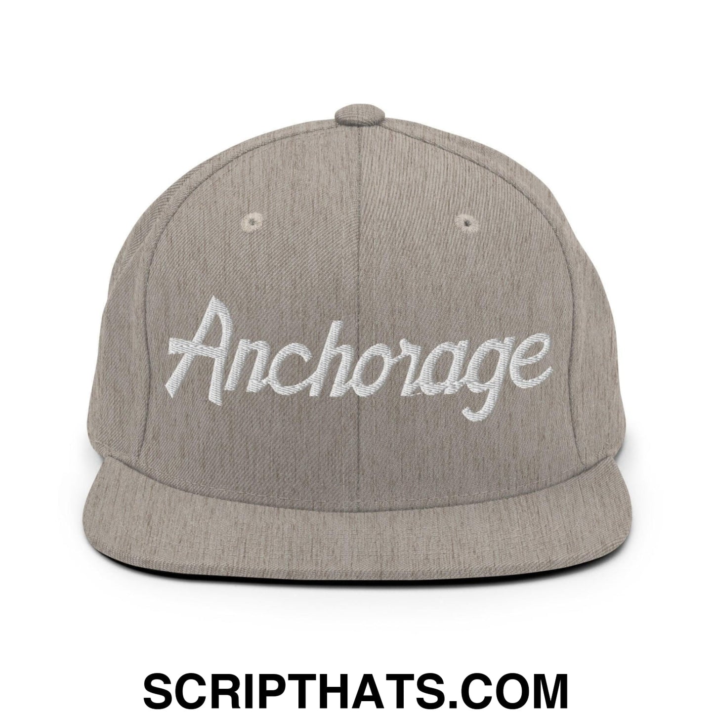 Anchorage Script Snapback Hat Heather Grey