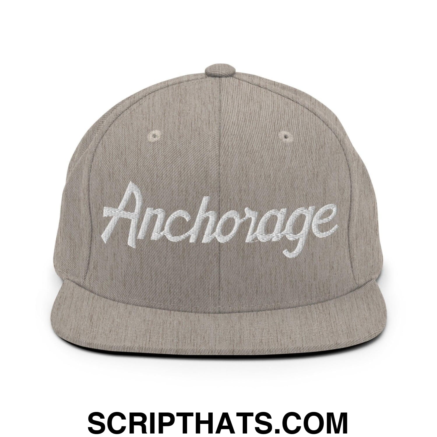 Anchorage Script Snapback Hat Heather Grey