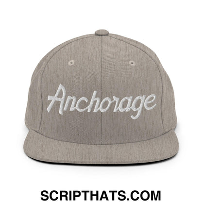 Anchorage Script Snapback Hat Heather Grey