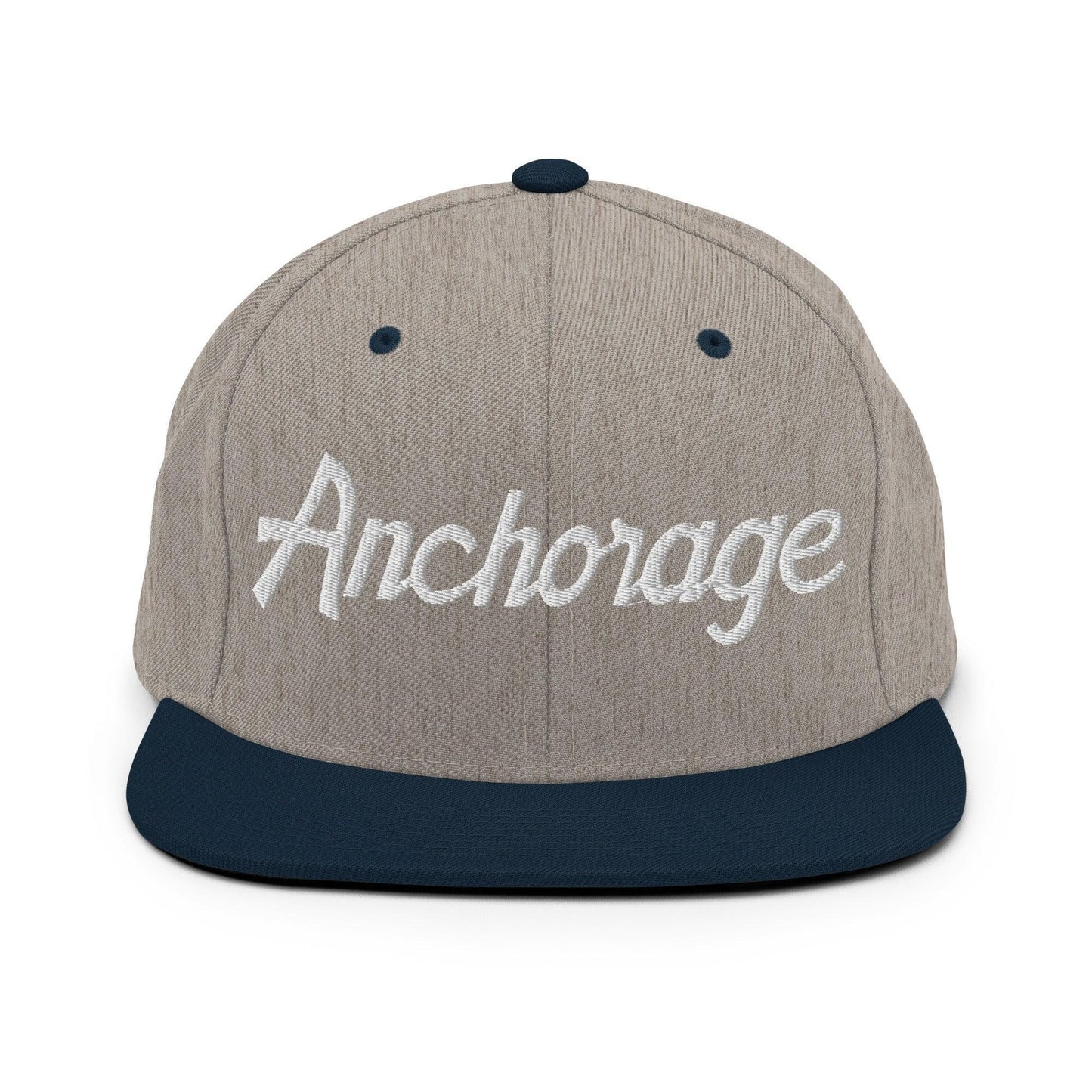 Anchorage Script Snapback Hat Heather Grey/ Navy