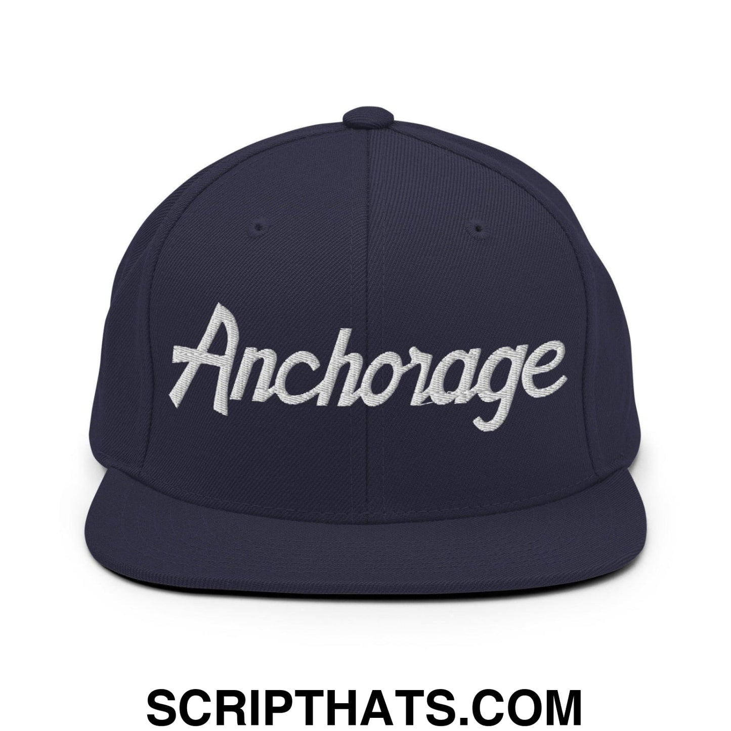 Anchorage Script Snapback Hat Navy