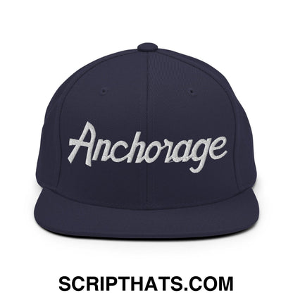 Anchorage Script Snapback Hat Navy