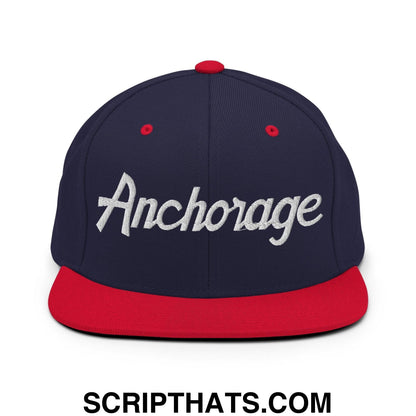 Anchorage Script Snapback Hat Navy Red