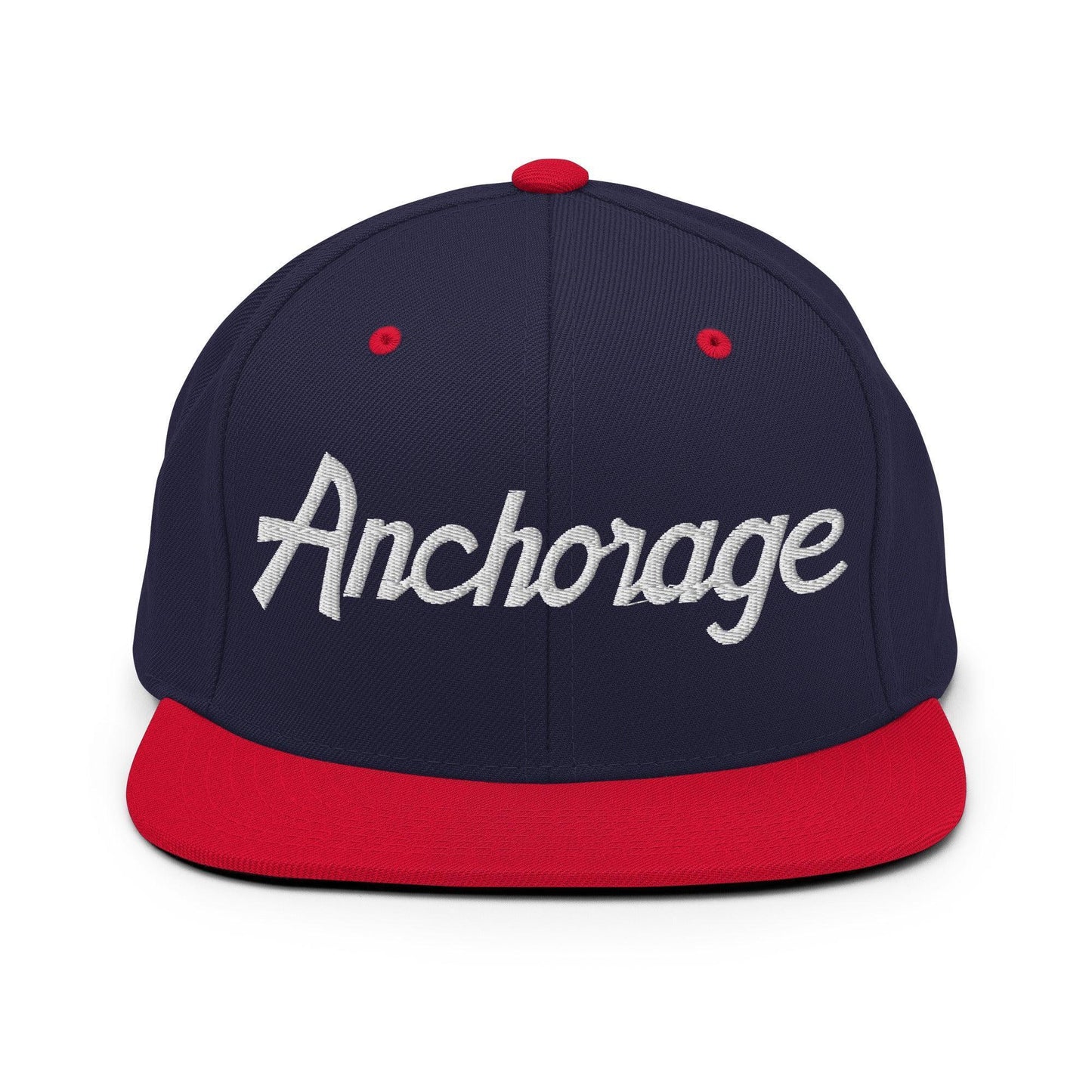 Anchorage Script Snapback Hat Navy/ Red