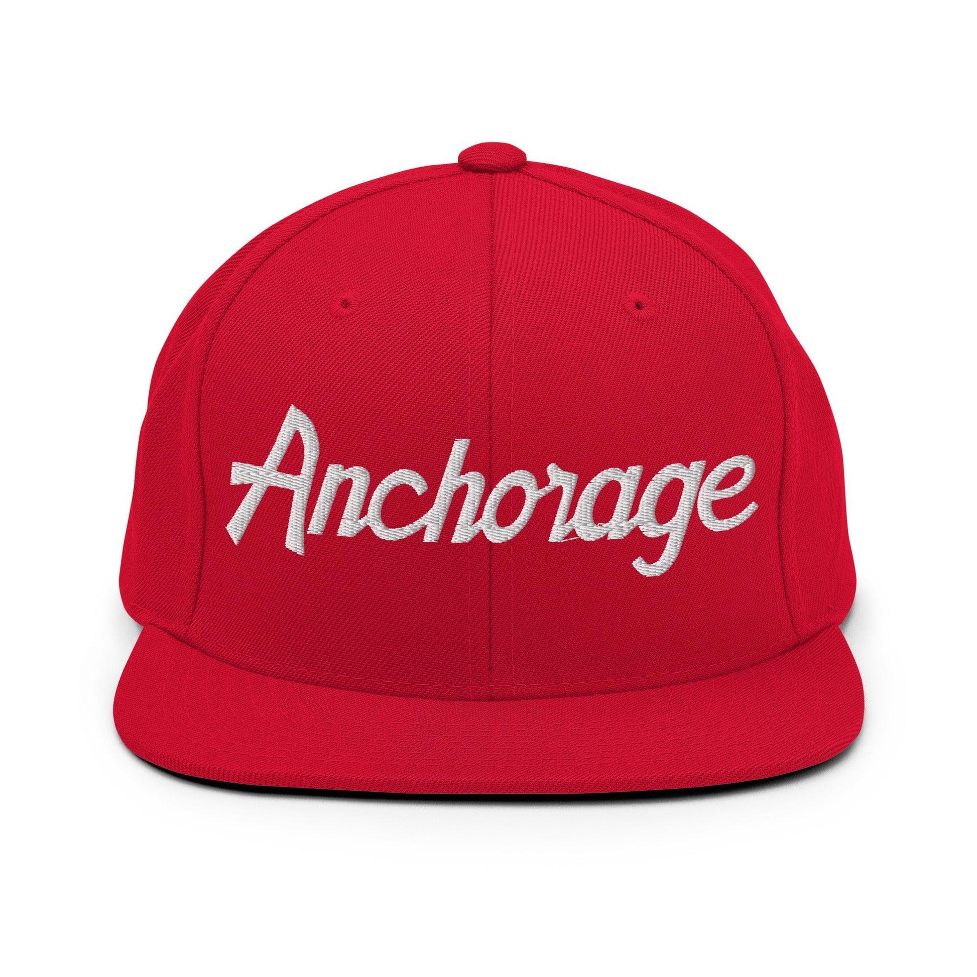 Anchorage Script Snapback Hat Red