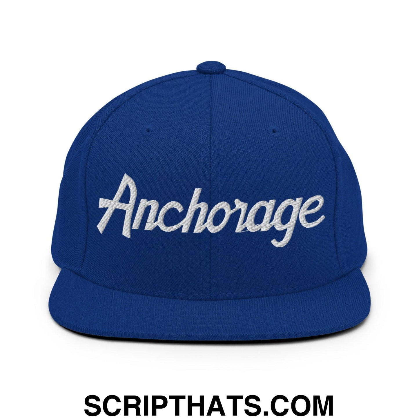 Anchorage Script Snapback Hat Royal Blue