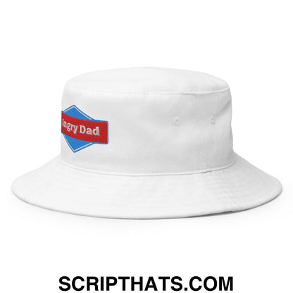 Angry Dad Embroidered Bucket Hat White