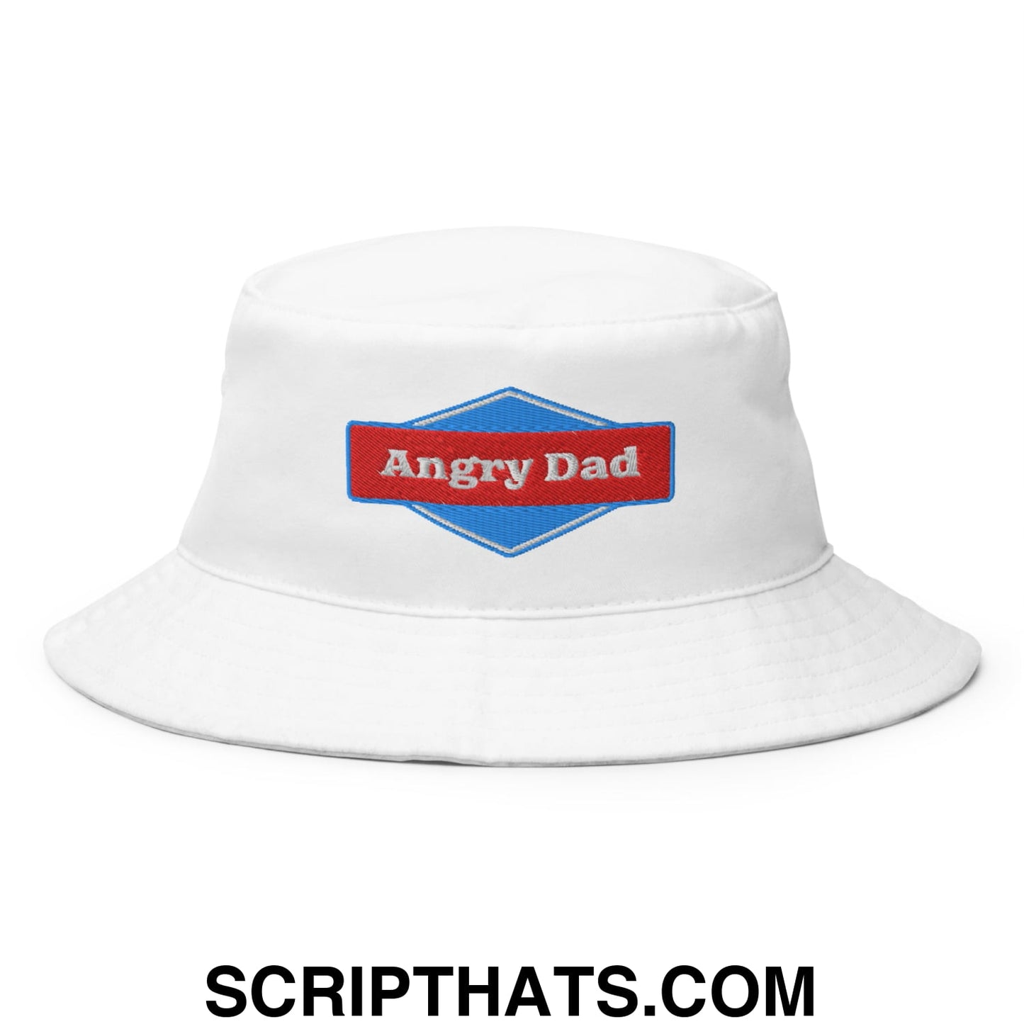 Angry Dad Embroidered Bucket Hat White