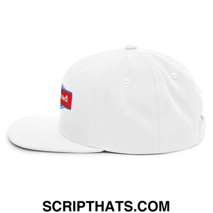 Angry Dad Embroidered Flat Bill Brim Snapback Hat White